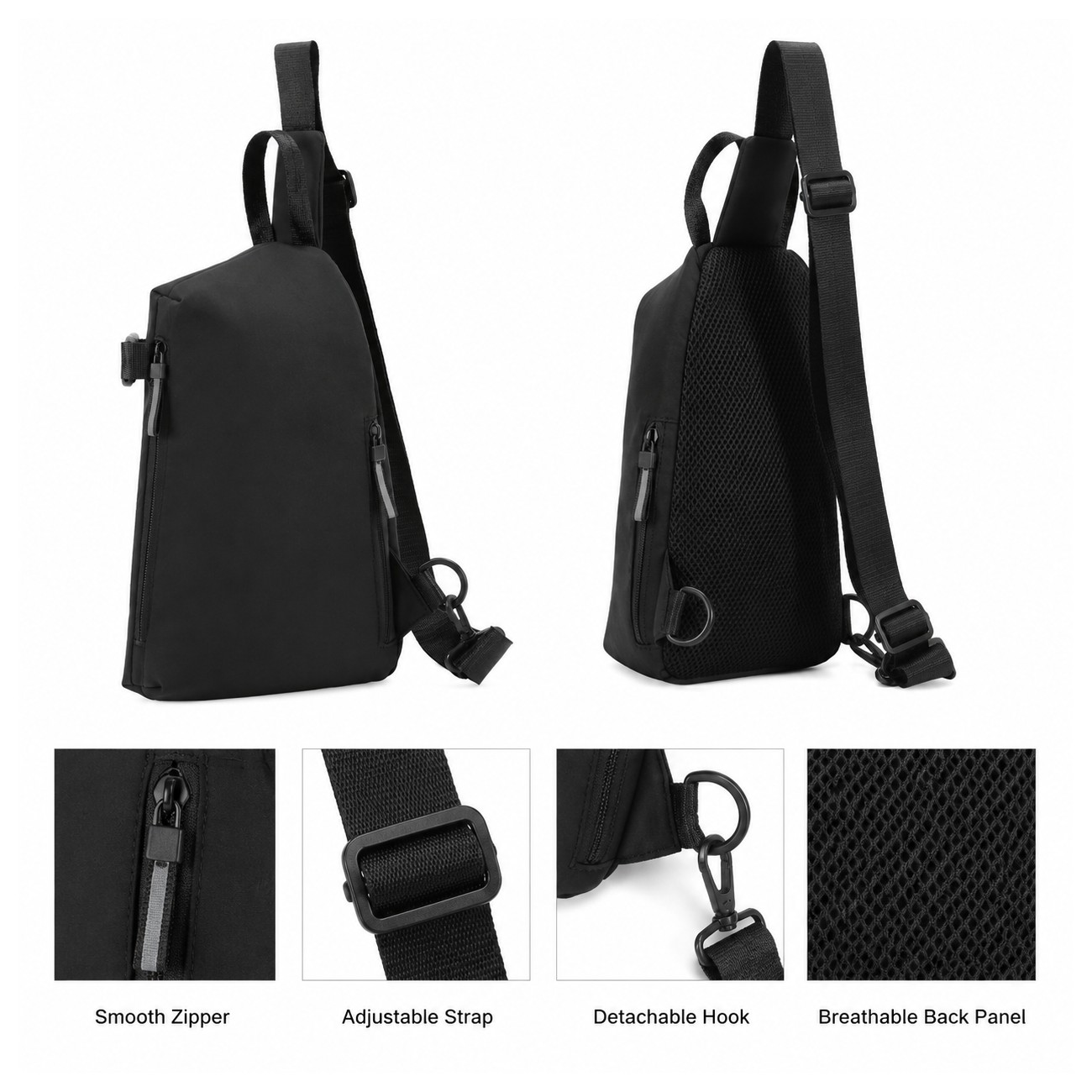 Nylon Zippered Storage Crossbody Sling Bag