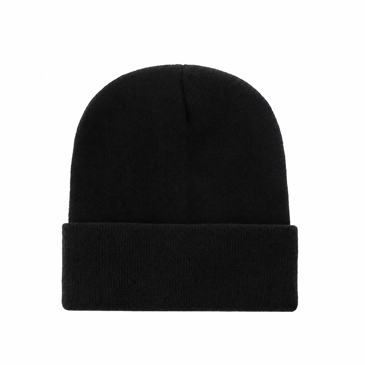 Polyester Two Tone Cuffed Beanie — Black