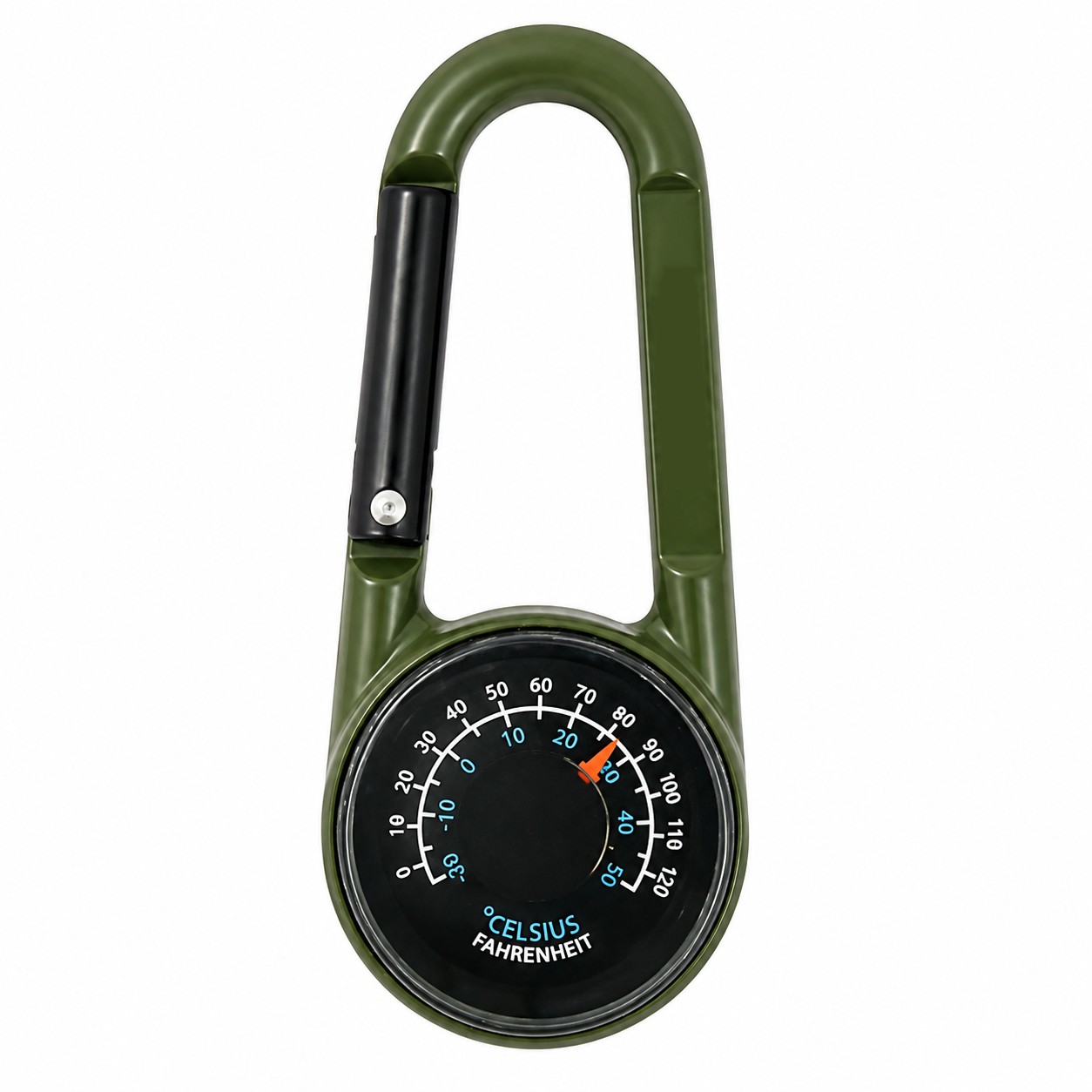 Zinc Alloy Compass Thermometer Carabiner — view 2