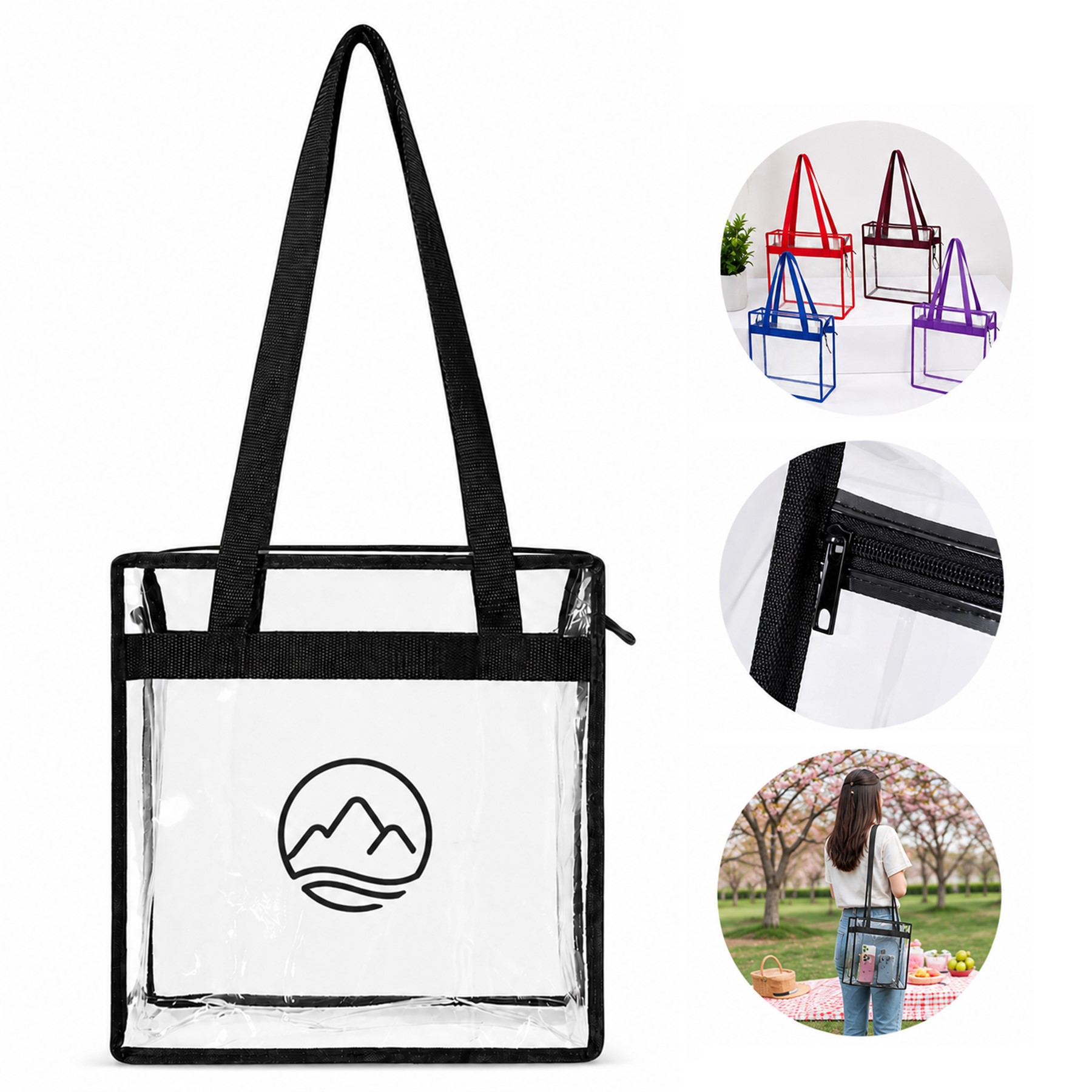 Clear PVC Shoulder Tote With Zipper