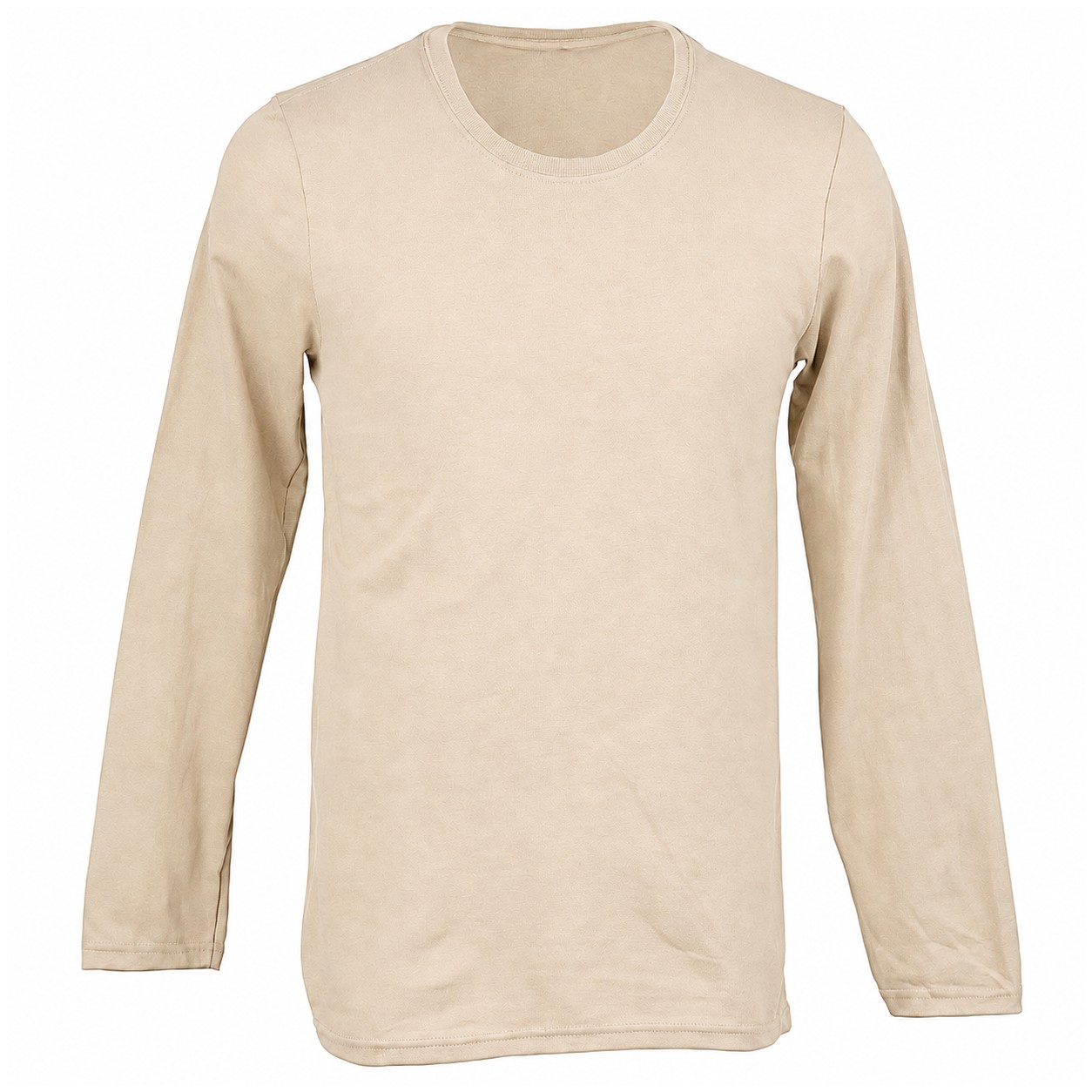 Ringspun Cotton Long Sleeve Crew Shirt — Beige