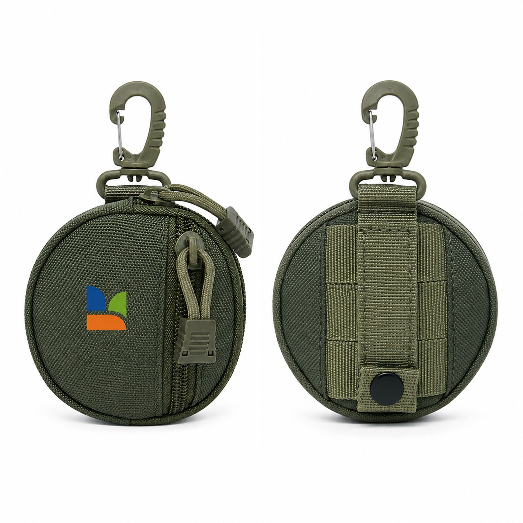 Round Oxford Coin Key Pouch With Carabiner