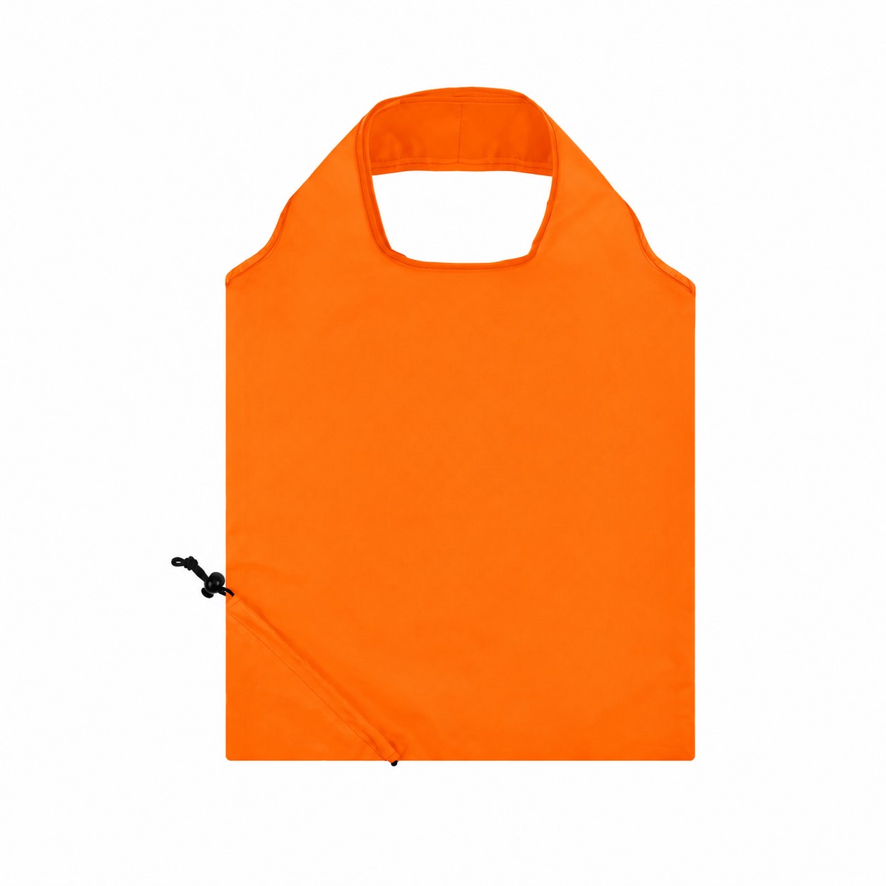 210T Polyester Foldable Tote with Drawstring Pouch — Orange
