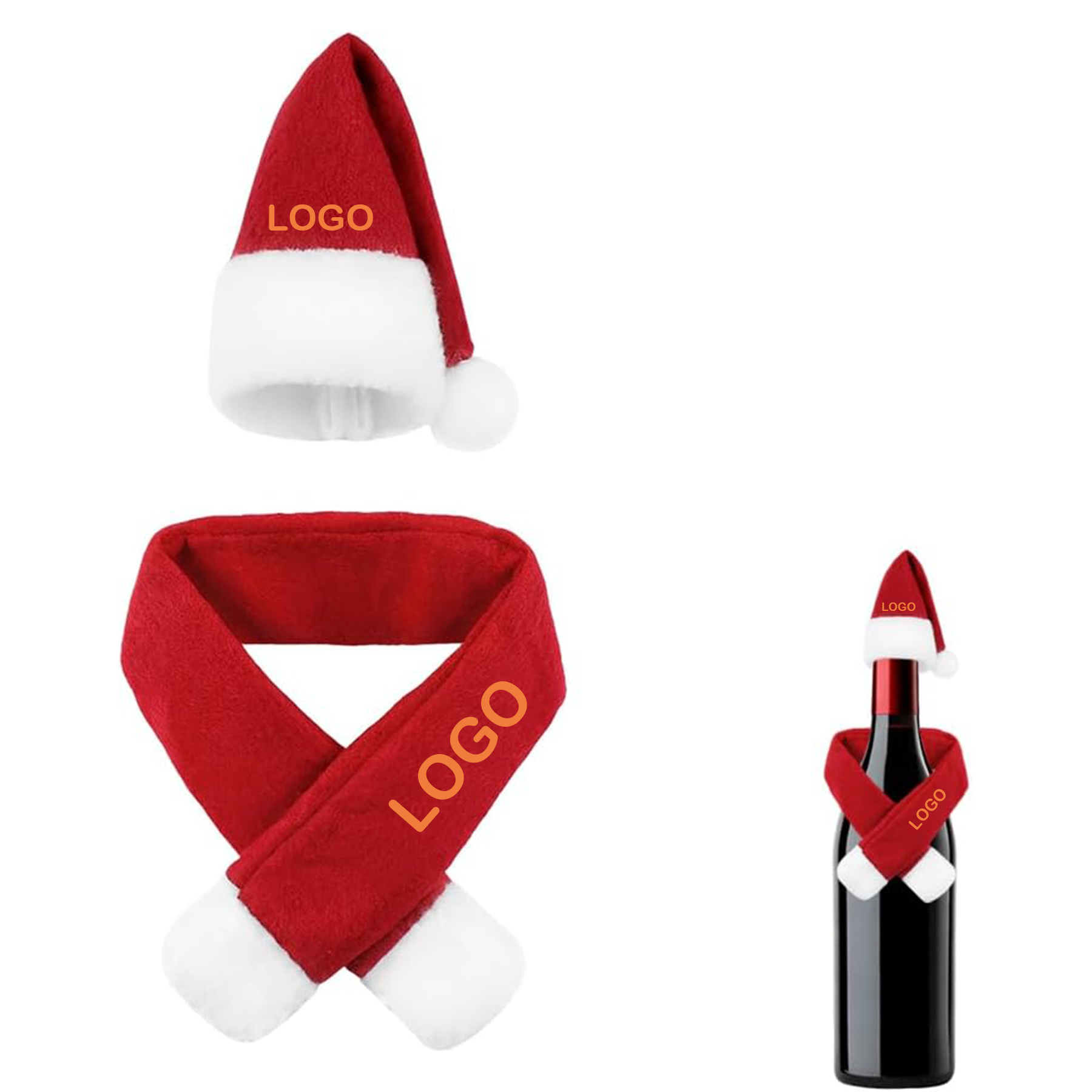 Santa Wine Bottle Hat Scarf