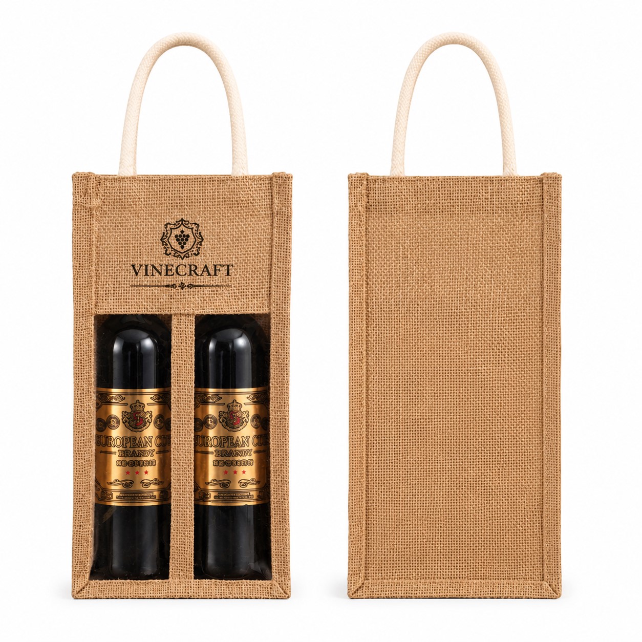Jute Two Bottle Wine Gift Bag