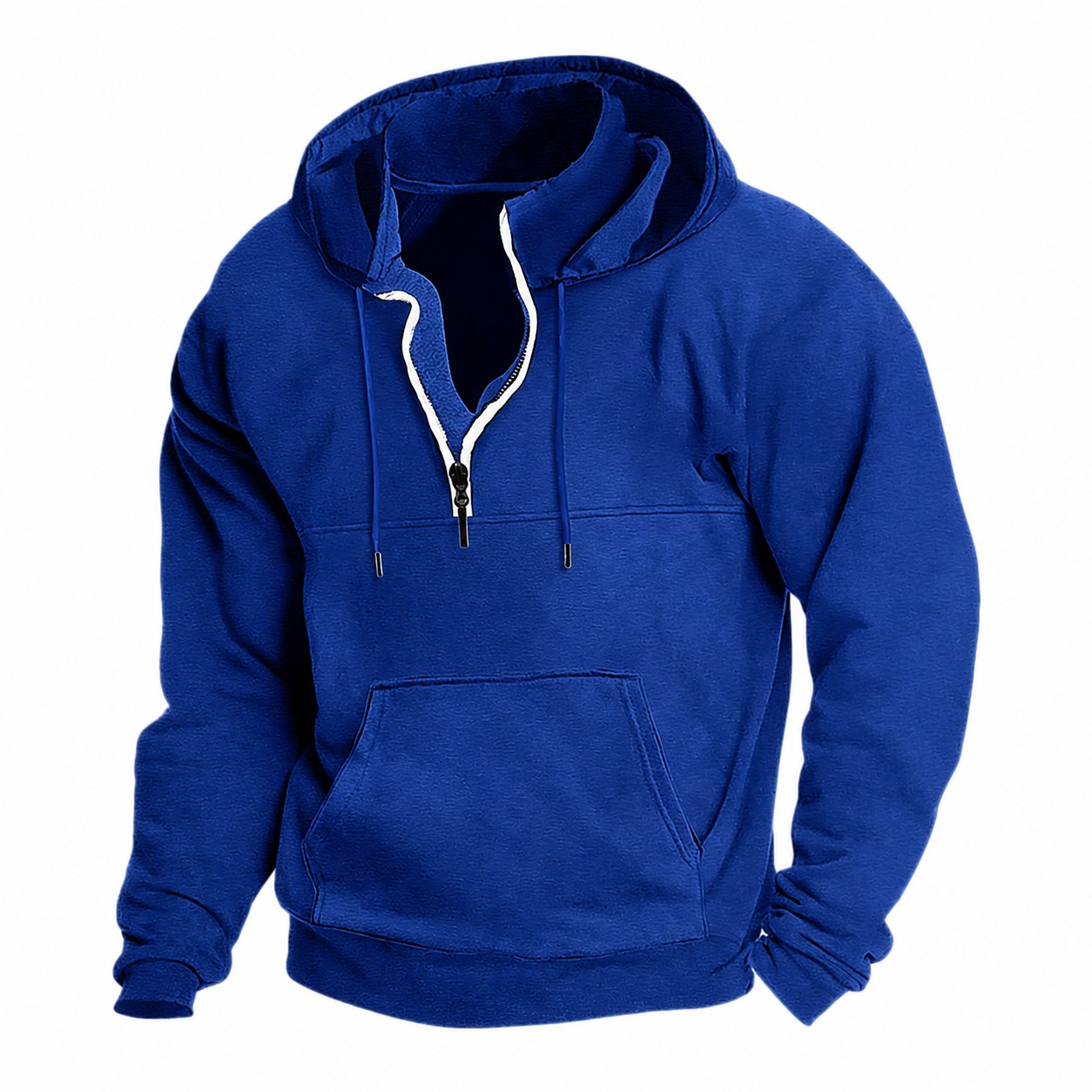 Slim Quarter Zip Hooded Sweatshirt — Blue