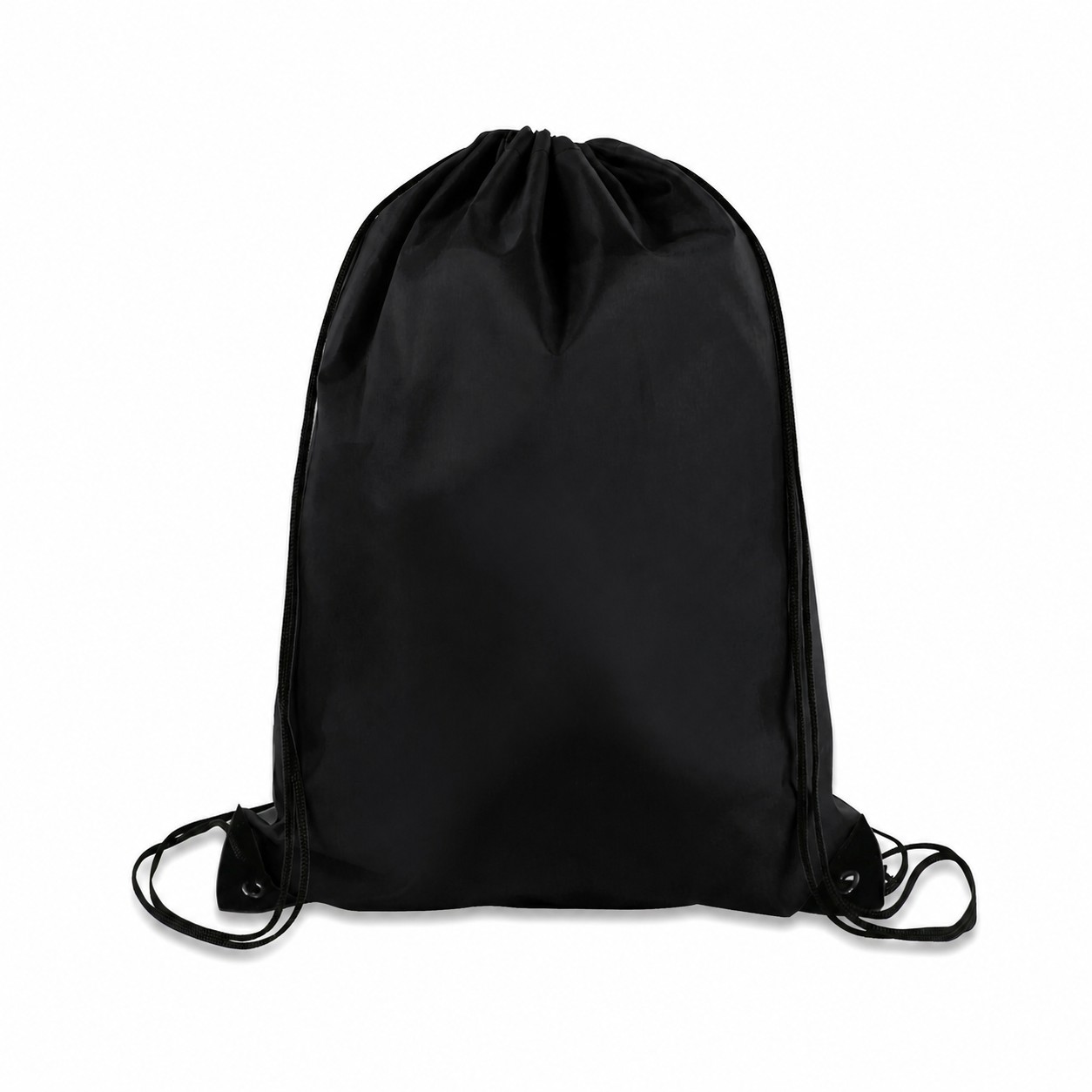 Large 210D Polyester Drawstring Backpack — Black