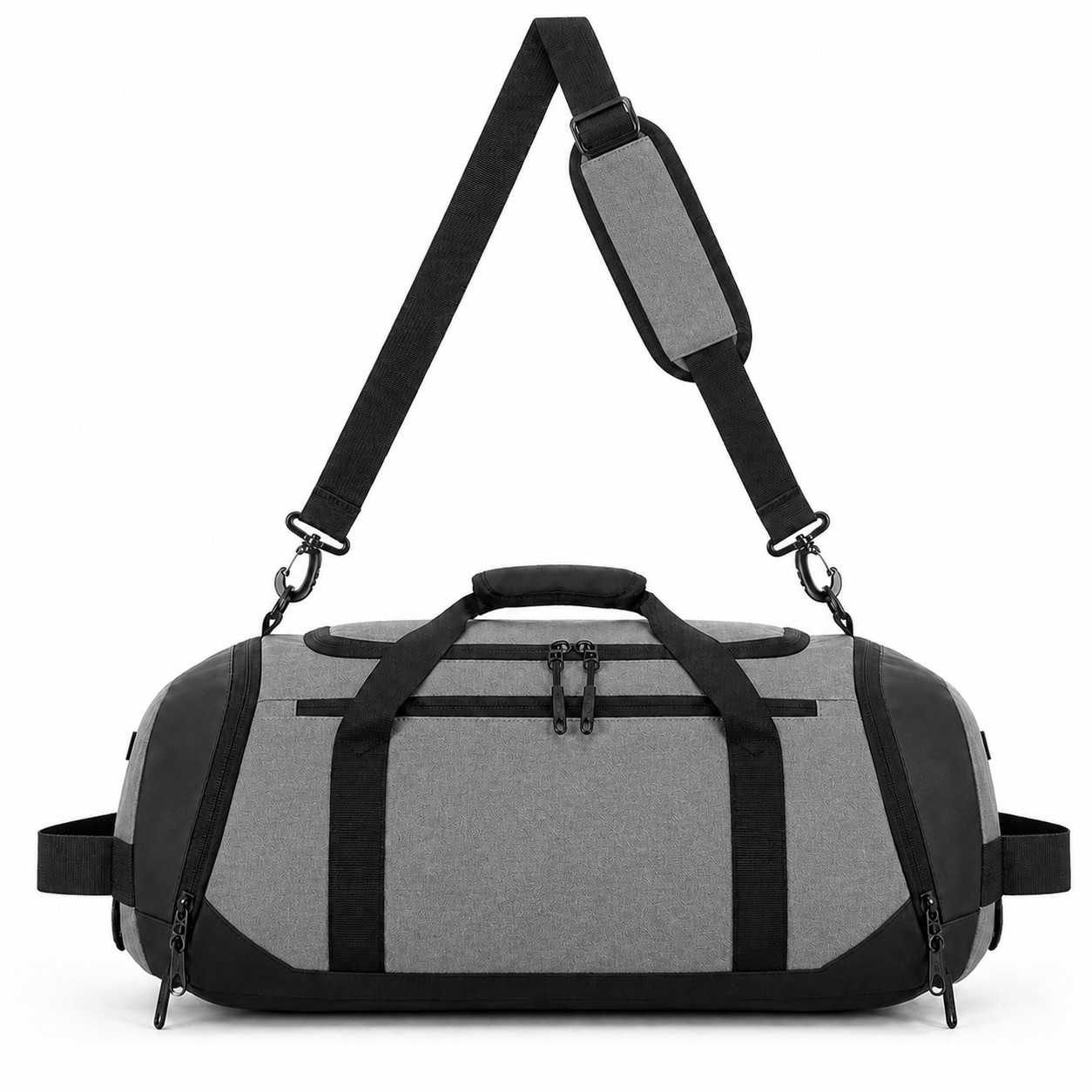Polyester Duffel Bag With Shoe Compartment — Gray