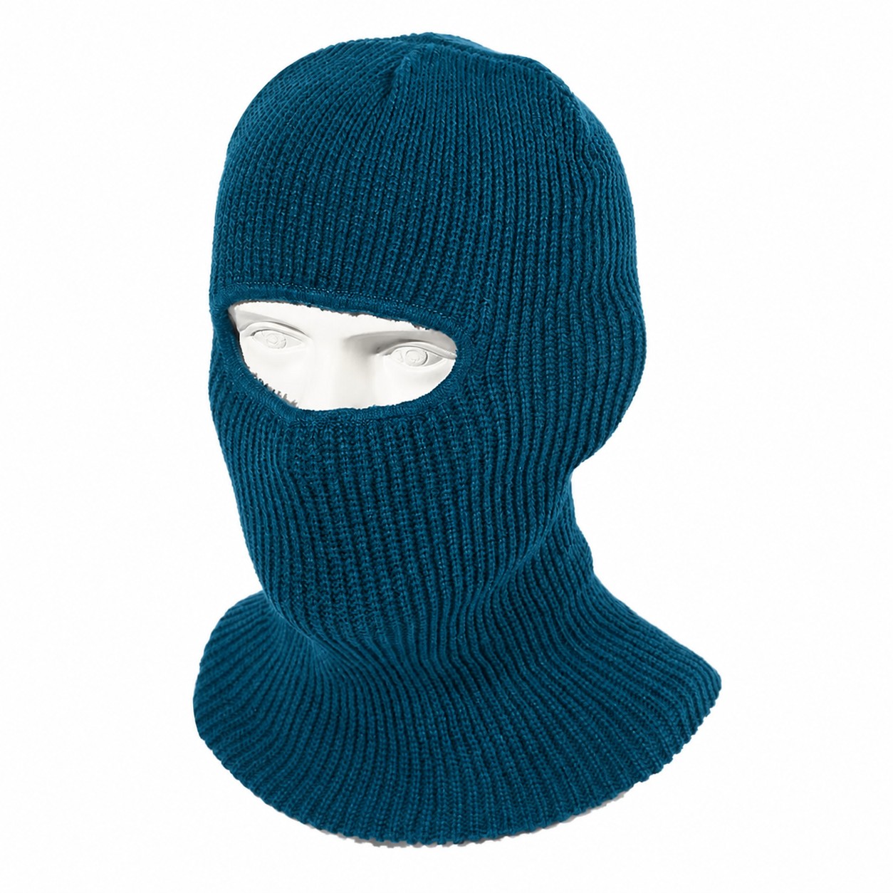Polyester Knit Balaclava Beanie — Peacock Blue