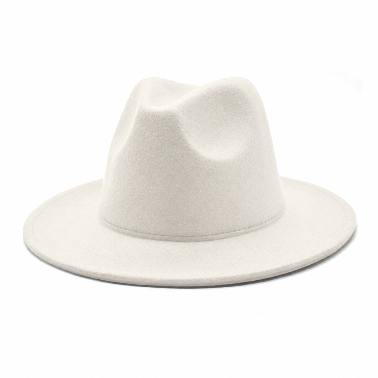 Polyester Wide Brim Fedora Hat — Off White