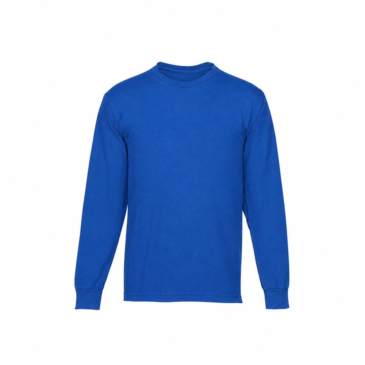 Cotton Long Sleeve T-Shirt With Reinforced Hem — Blue