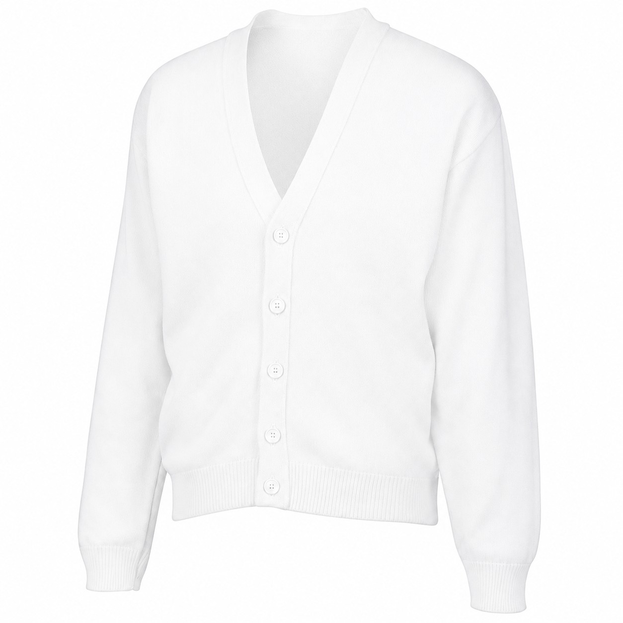 Men's Acrylic V Neck Cardigan — White