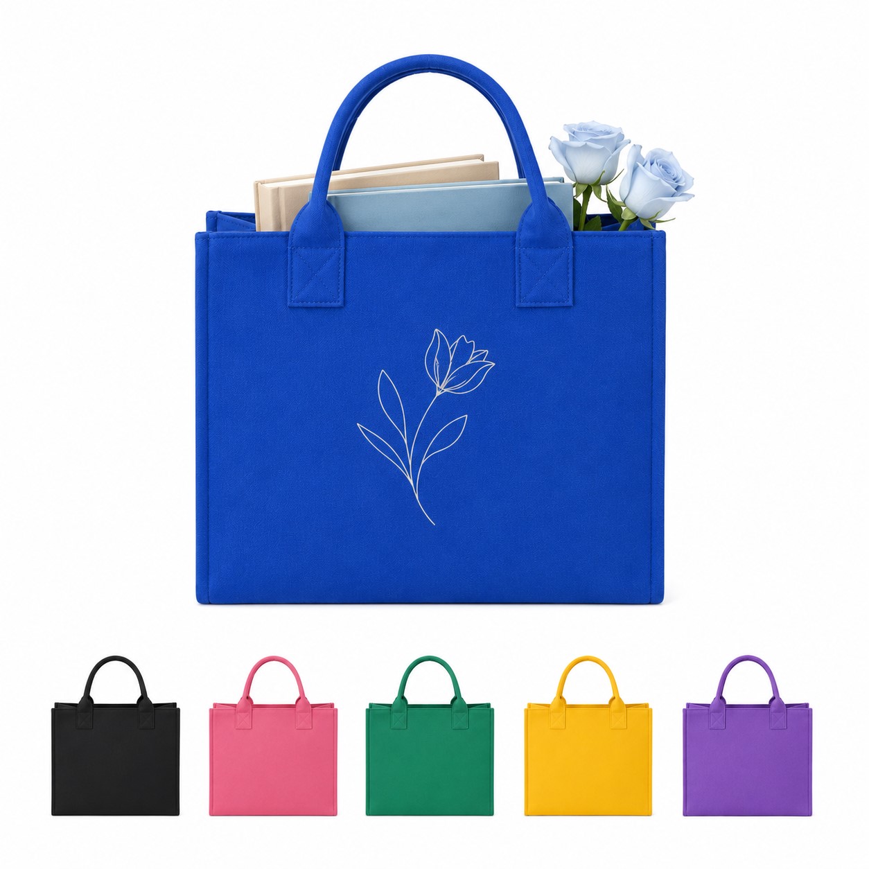 Square Recycled Felt Tote With Top Handles