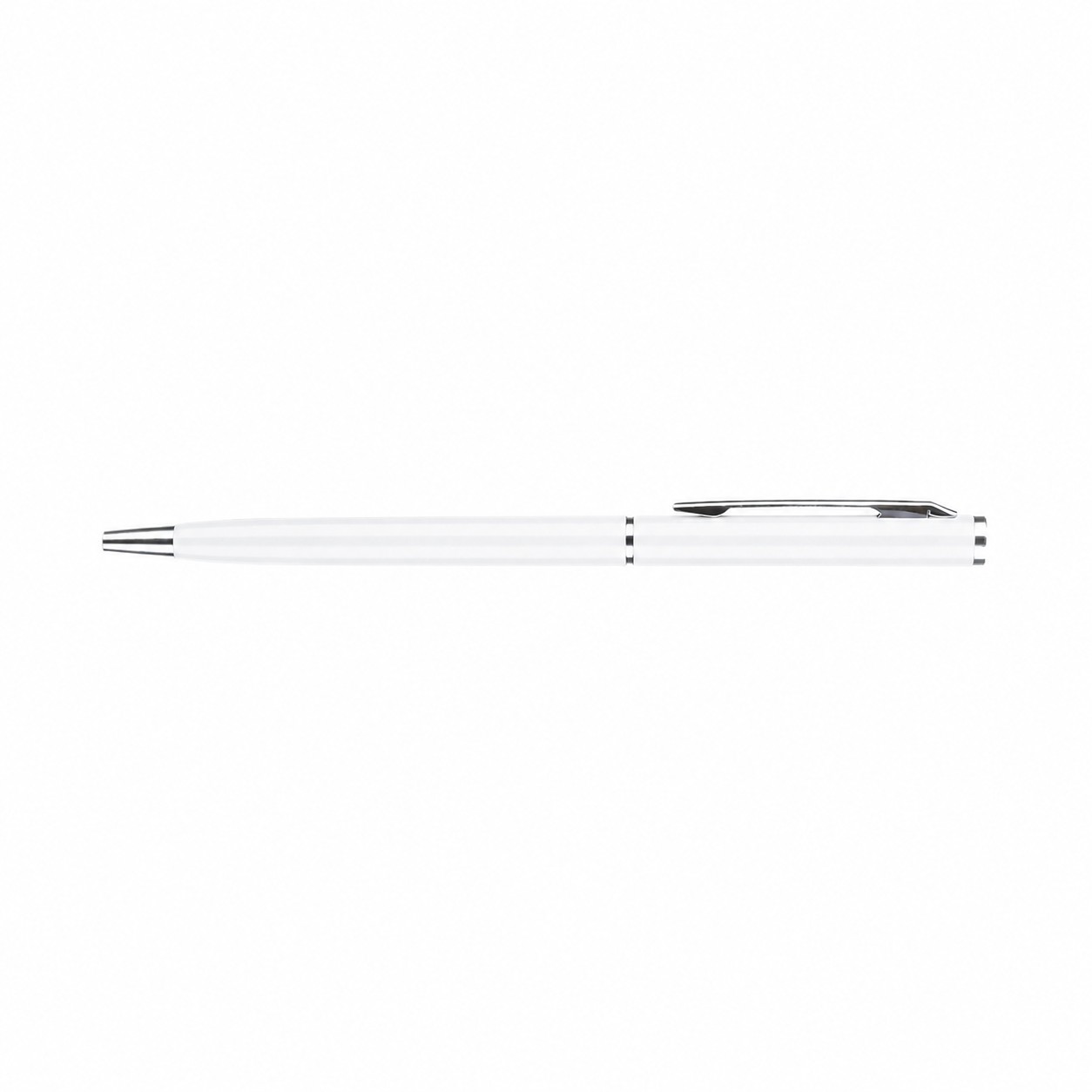 Slim Metal Barrel Twist Pen — White