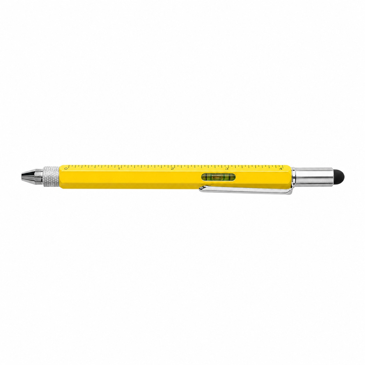 Aluminum Stylus Level Tool Pen — Yellow