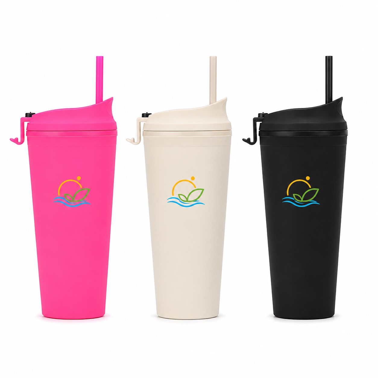 Double Wall Polypropylene Cup With Straw