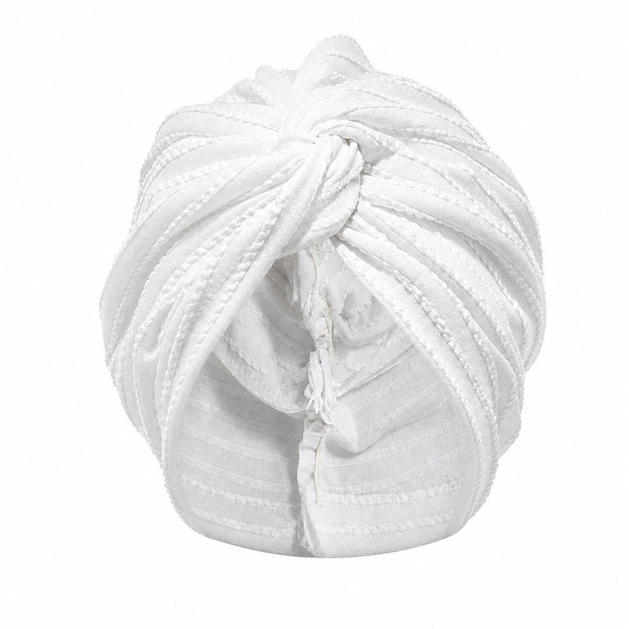 Coral Fleece Pull On Turban Hat — White