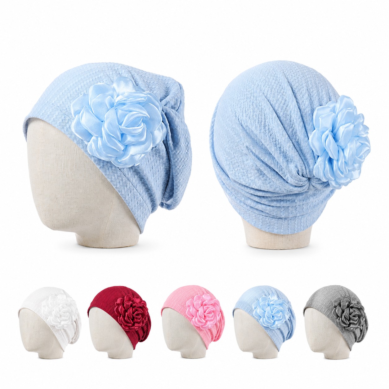 Polyester Floral Side Turban Hat