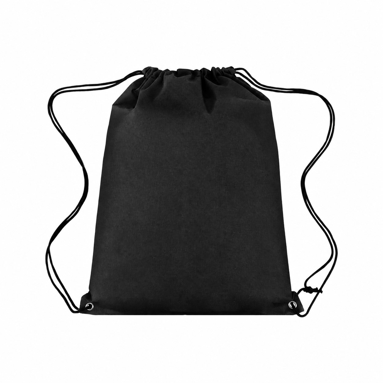 80GSM Non-Woven Metal Grommets Drawstring Bag — Black