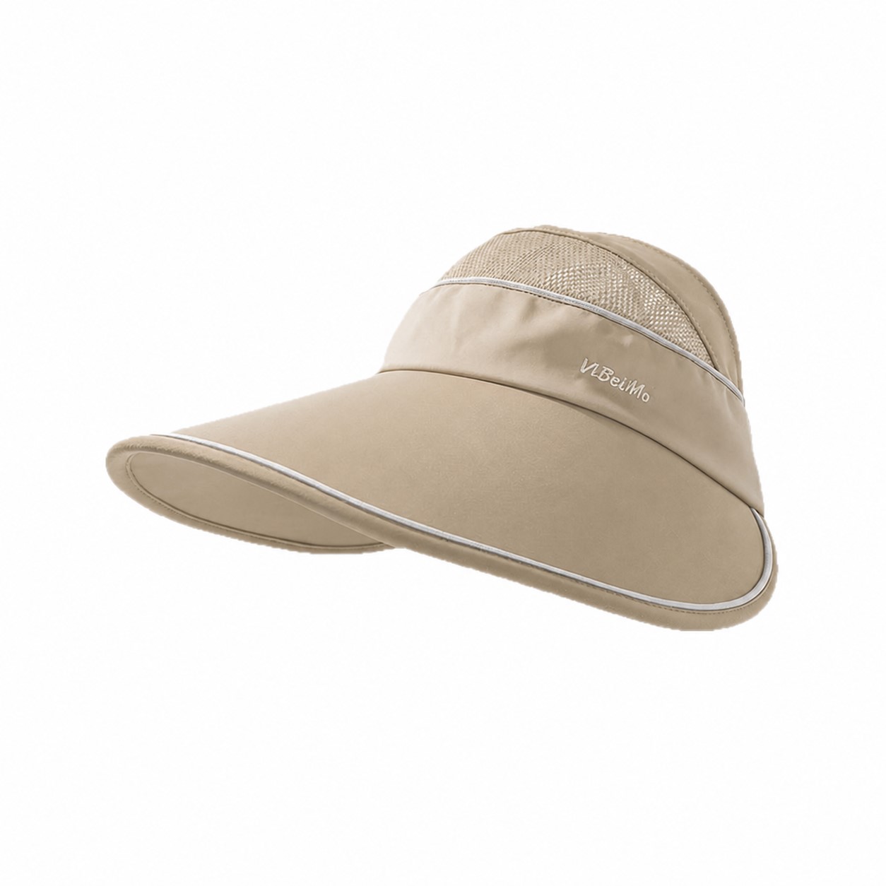 Nylon Oversized Brim Visor Hat — Khaki Beige