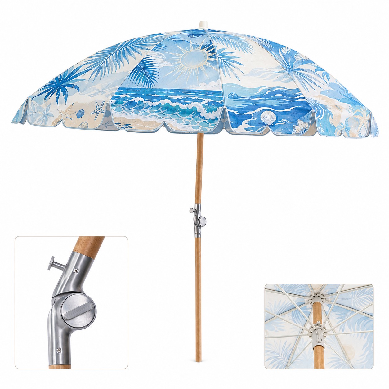 Portable Beech Pole Sun Umbrella