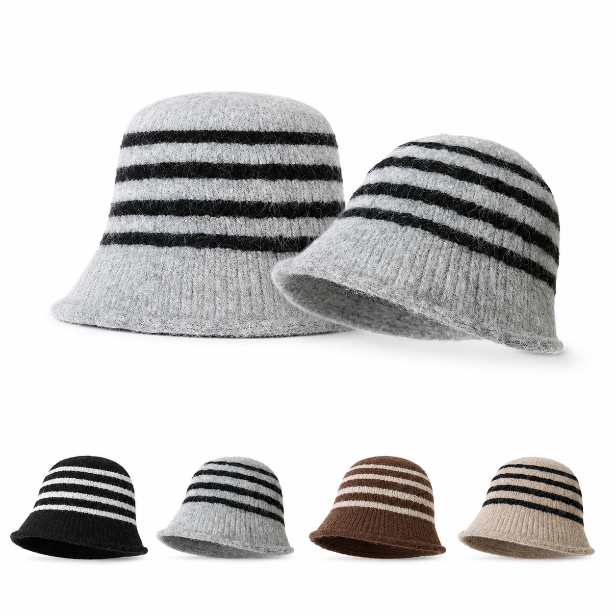 Cotton Striped Fisherman Bucket Hat