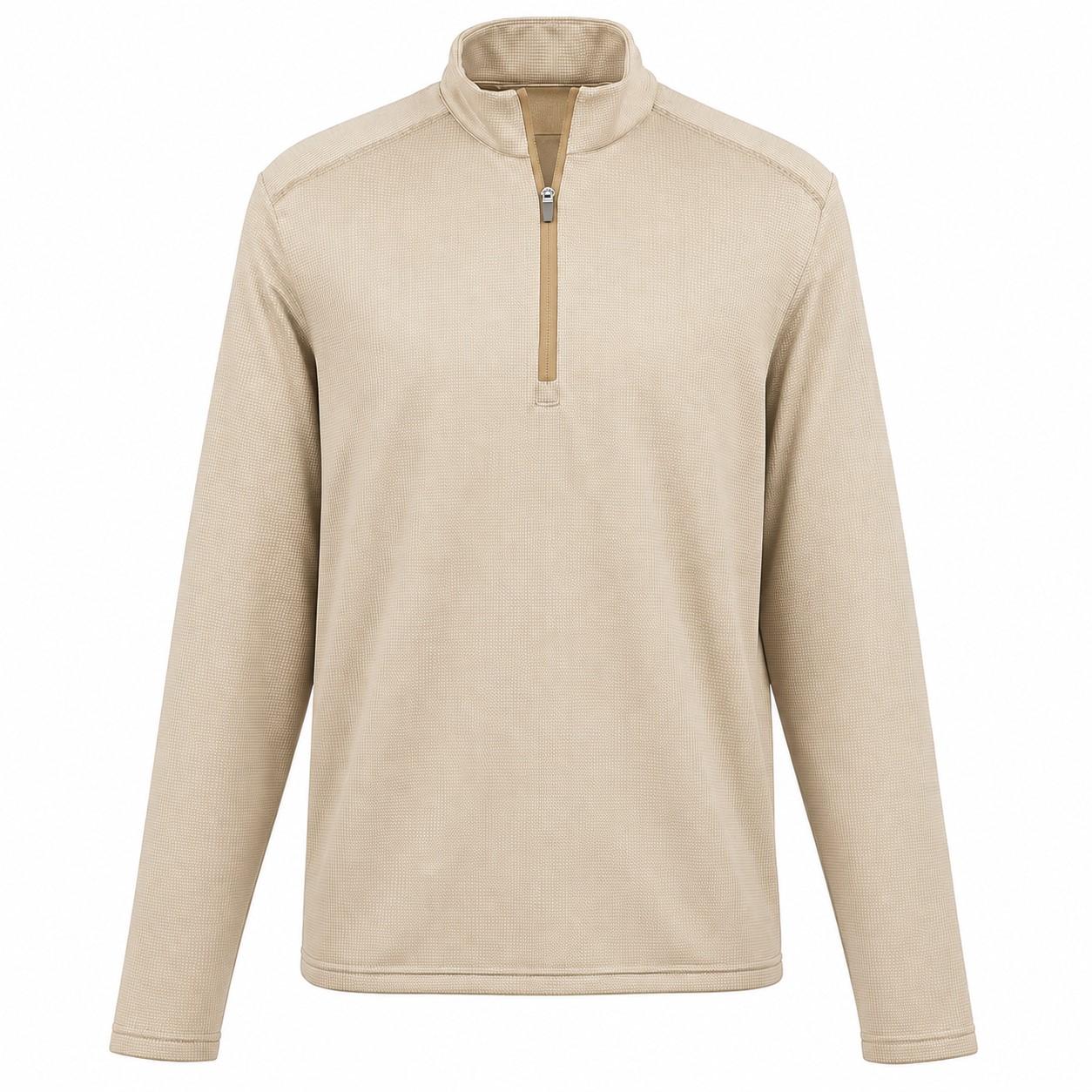 Houndstooth Fleece Quarter Zip Pullover — Beige