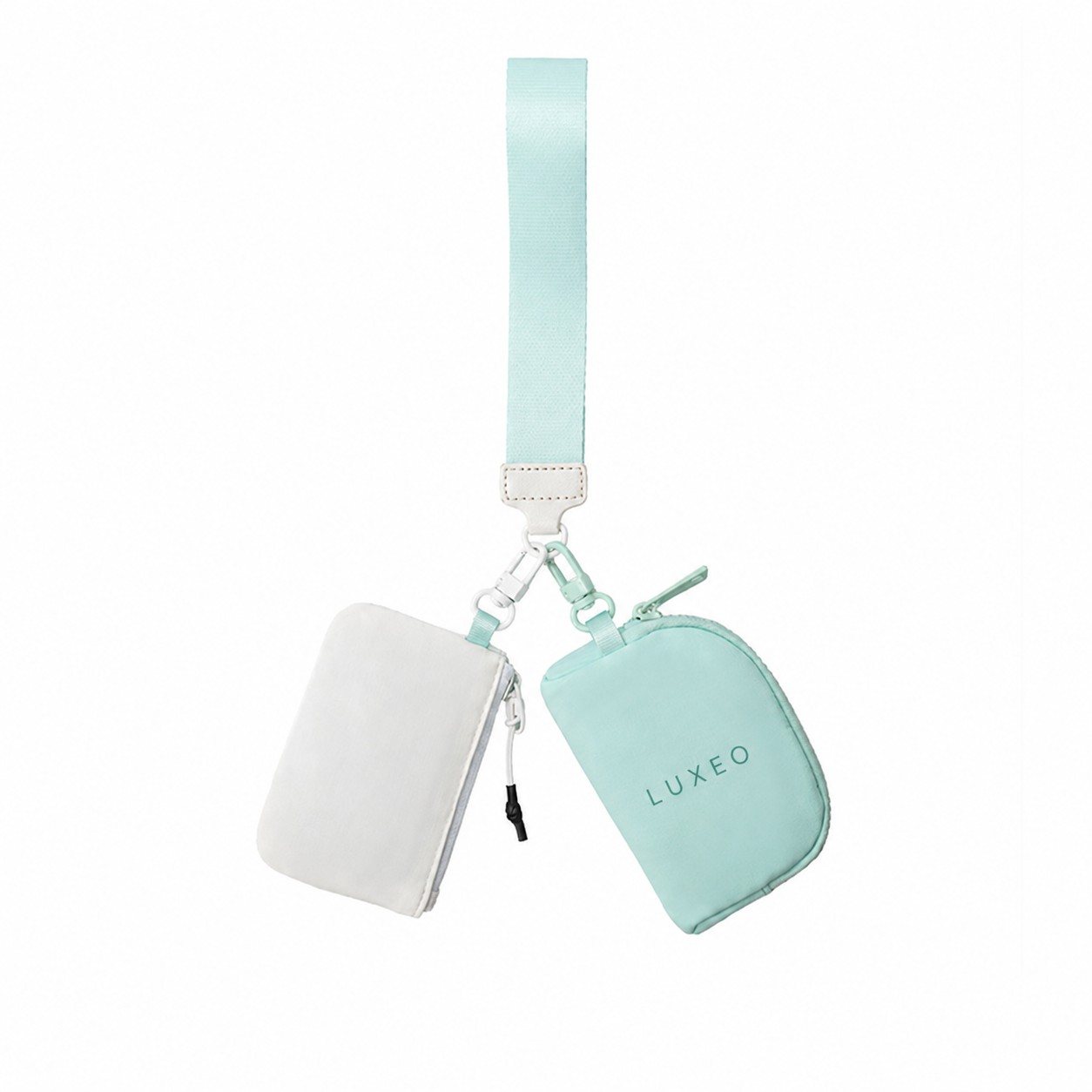 Dual Zippered Polyester Wristlet Pouch