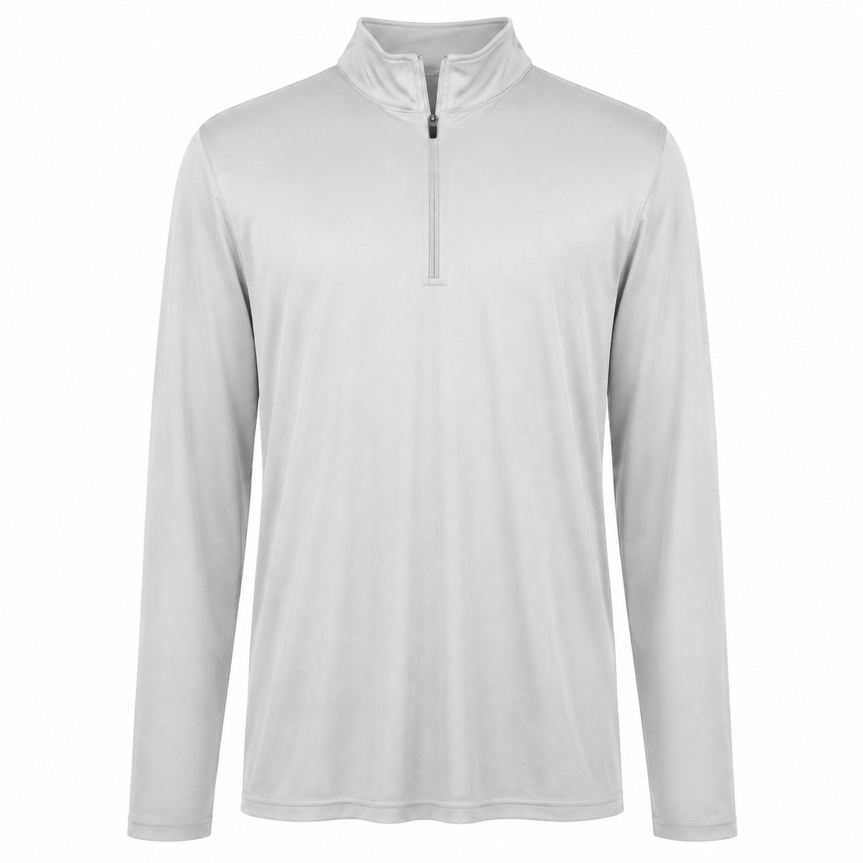 Men's Polyester Quarter Zip Team Pullover — Silver