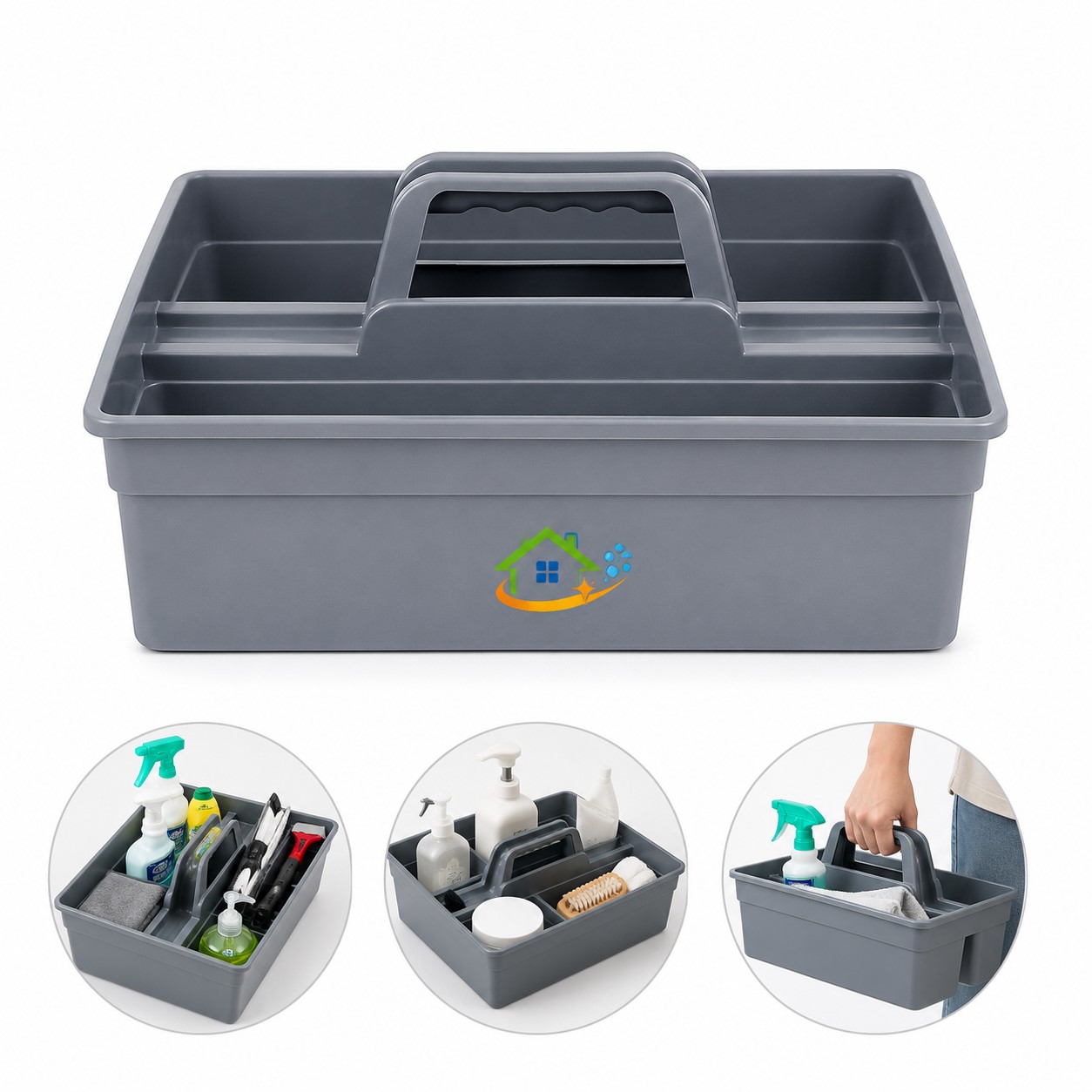 Divided Polypropylene Utility Caddy With Handle