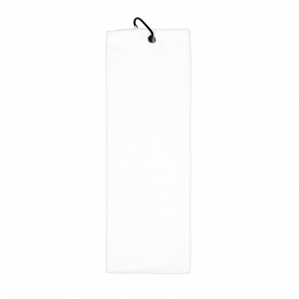 Waffle Golf Towel With Carabiner — White