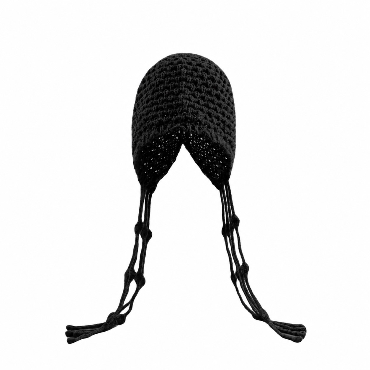 Polyester Crochet Tassel Beanie — Black