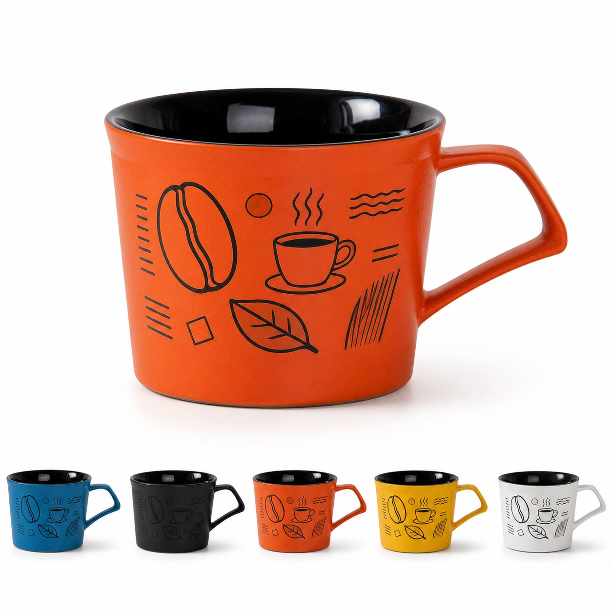 Matte Ceramic Latte Mug With Curved Handle