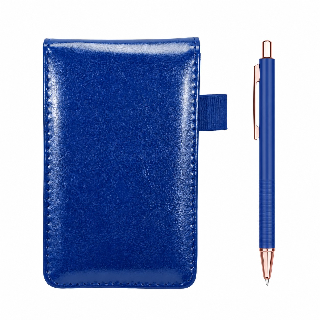 A7 PU Memo Pad Pen Holder — Blue