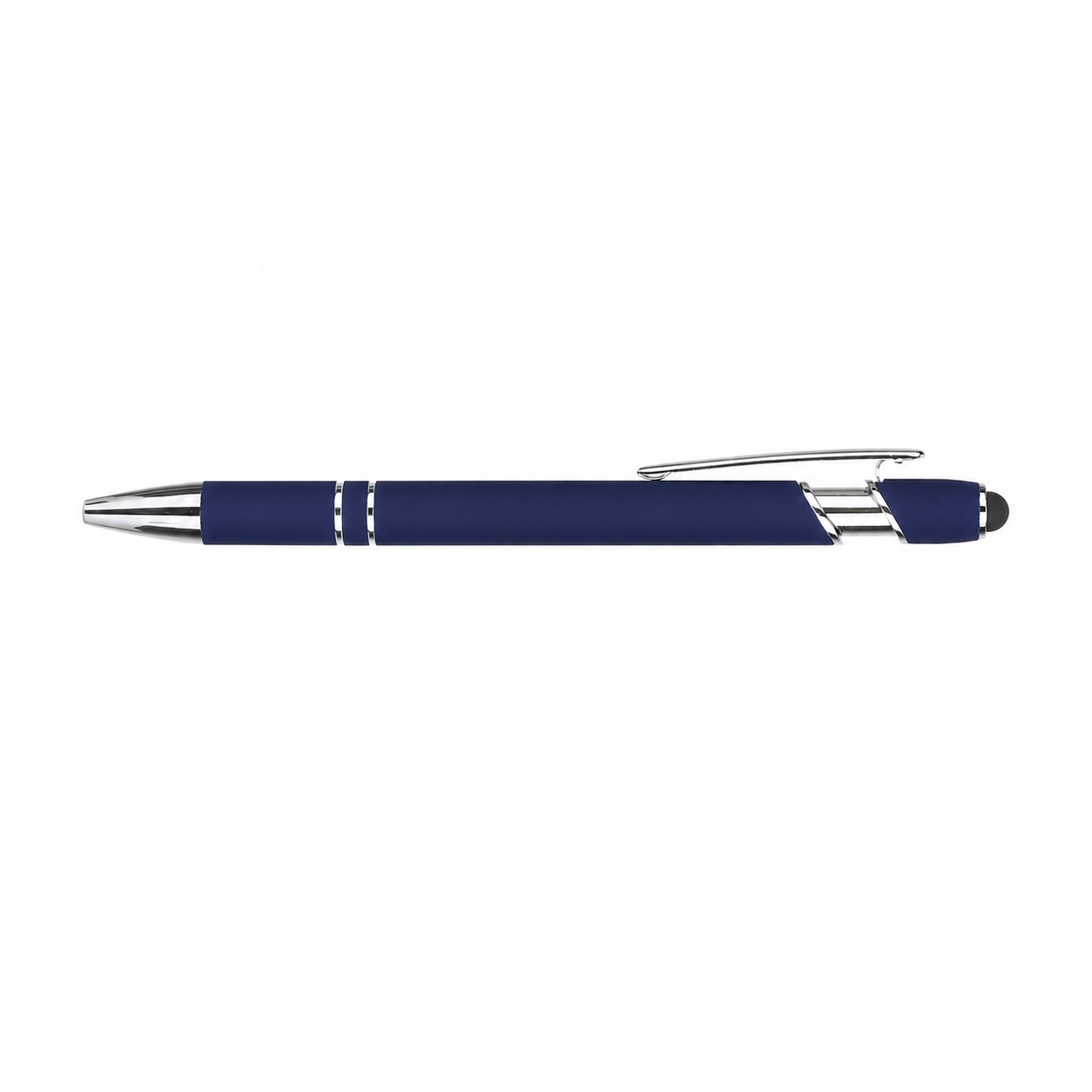 Soft Barrel Metal Stylus Ballpoint Pen — Navy Blue