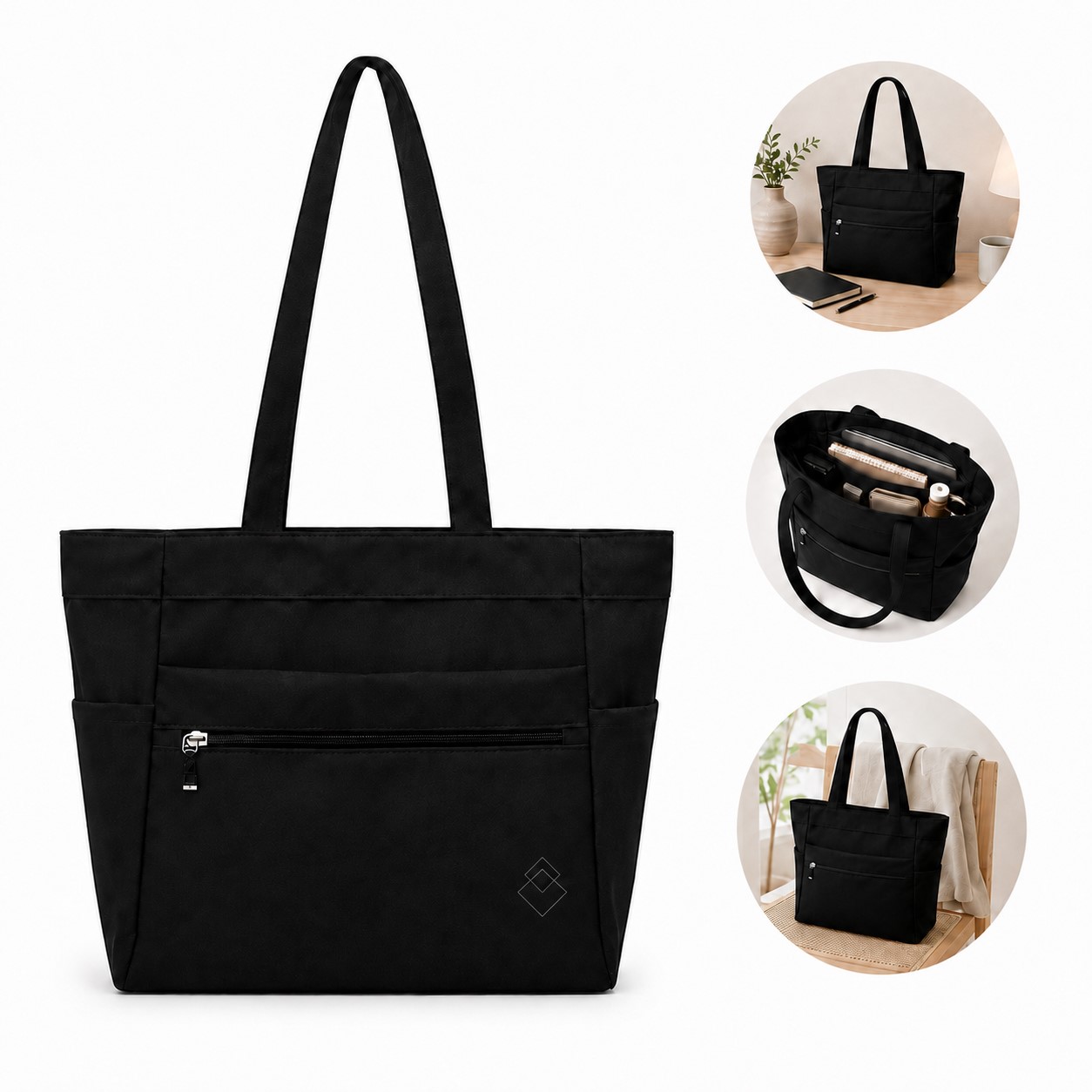 Multi Pocket Polyester Everyday Tote Bag