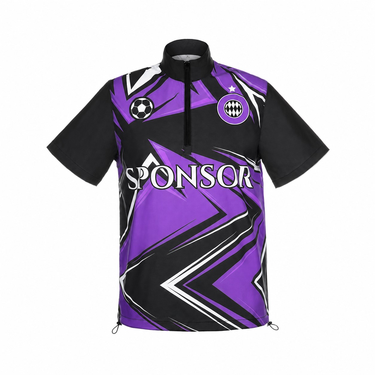 Polyester Quarter-Zip Short Sleeve Jacket — Purple