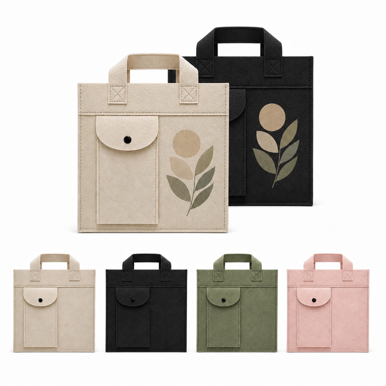 Structured Felt Tote With Front Pocket