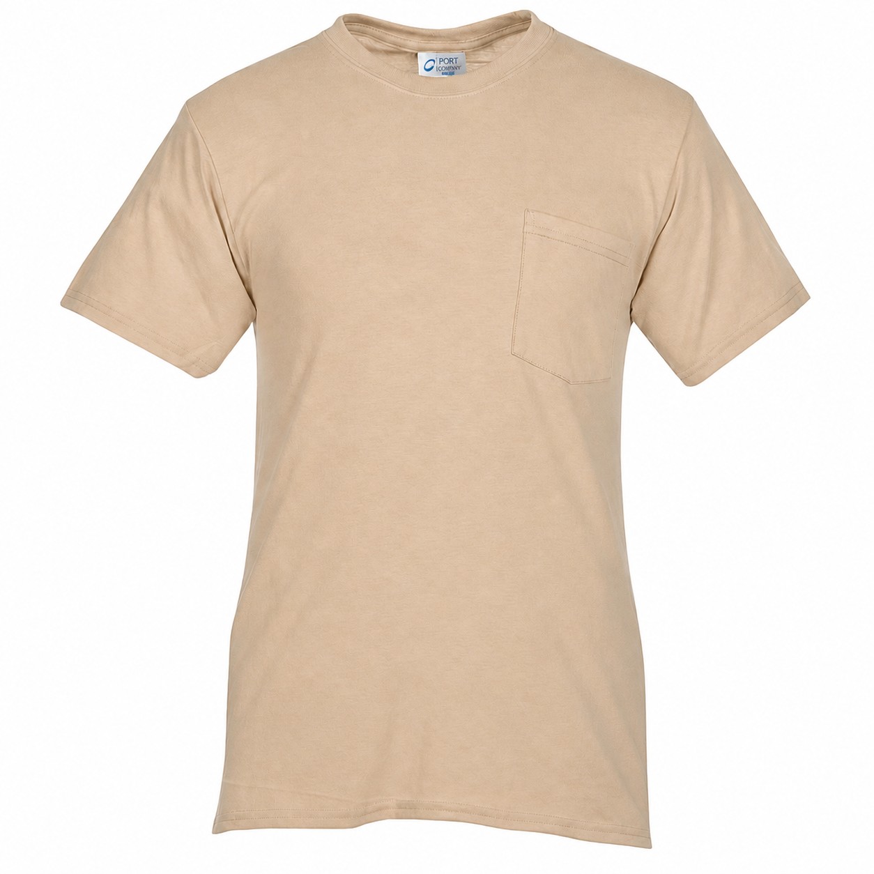 Pocket Cotton Polyester Tee — Tan Beige