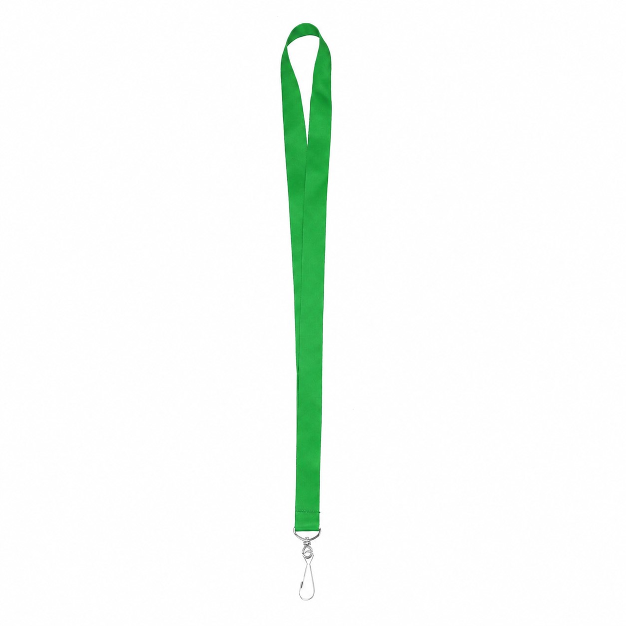 Satin Polyester J-Hook Lanyard — Green