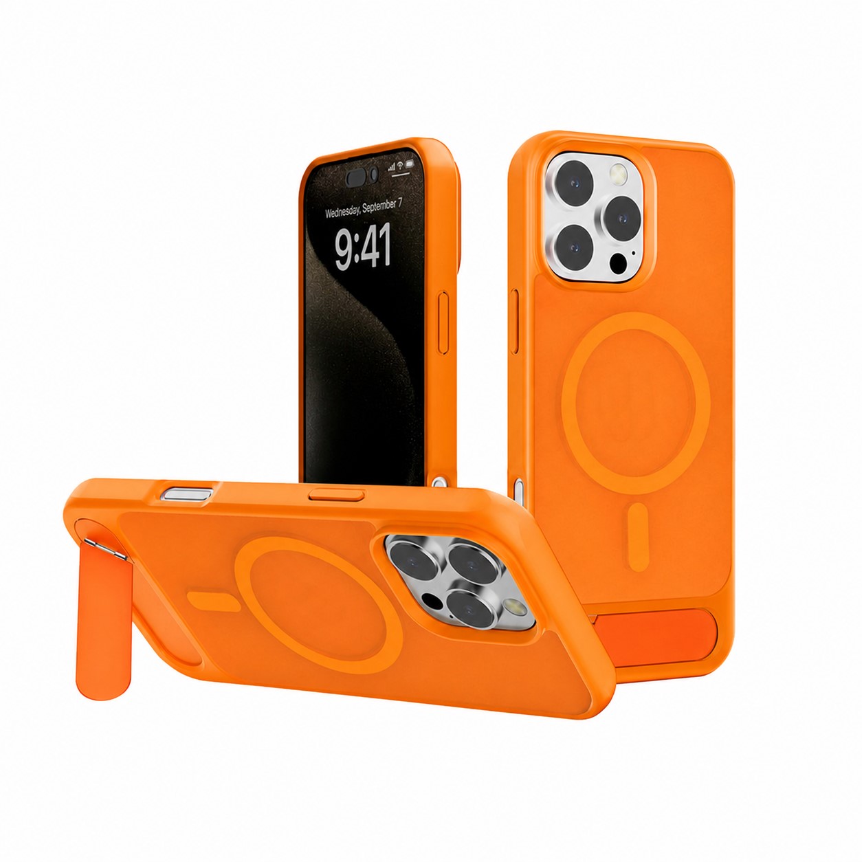 Magnetic TPU Phone Case Stand — Orange