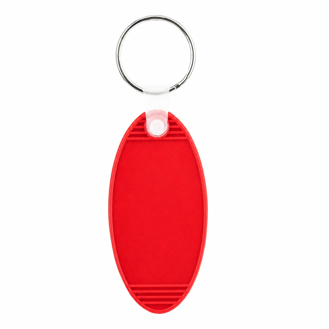 Retro Oval Plastic Keytag Ring — Red
