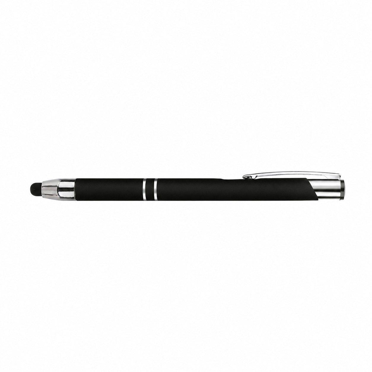 Rubberized Aluminum Stylus Ballpoint Pen — Black