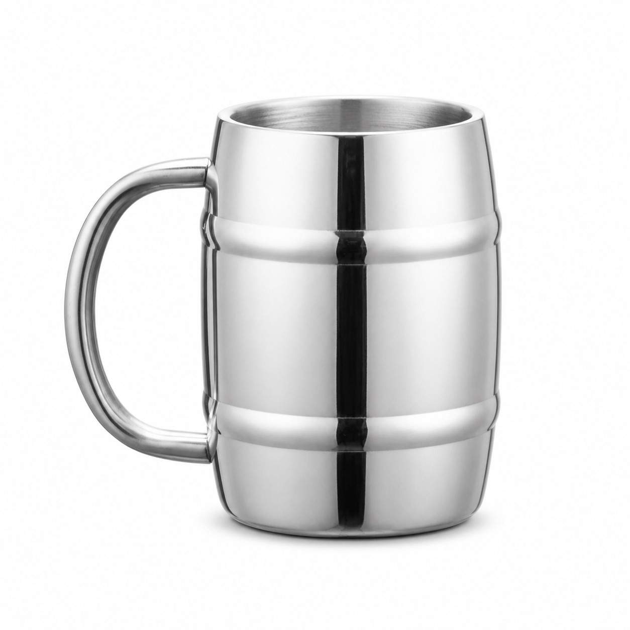 17 Oz Handled Stainless Steel Beer Mug — view 2