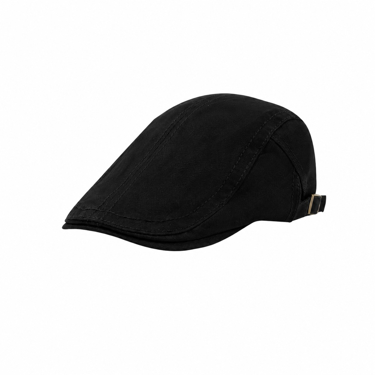 Cotton Ivy Flat Cap — Black