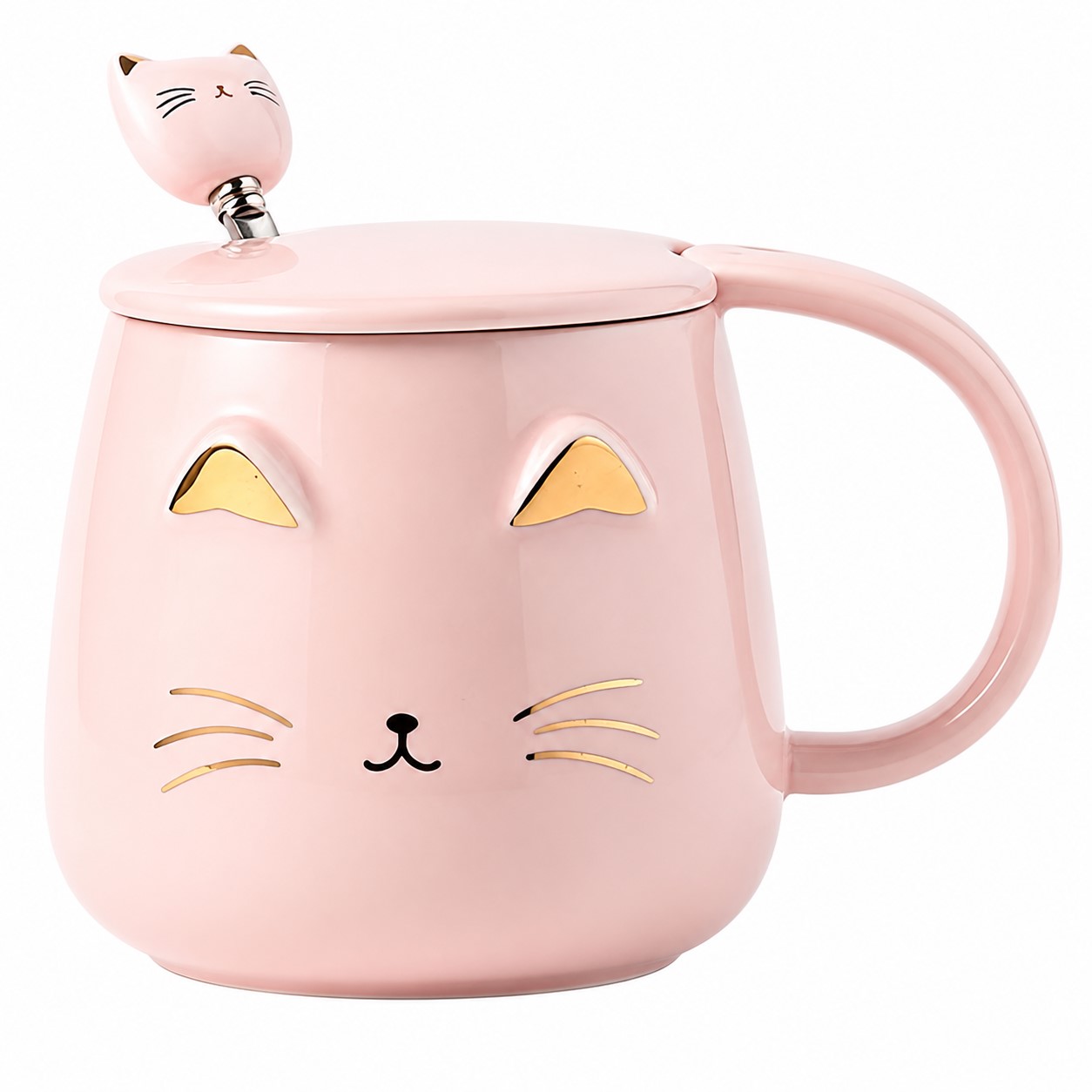 Cat Accent Lidded Ceramic Mug — view 2