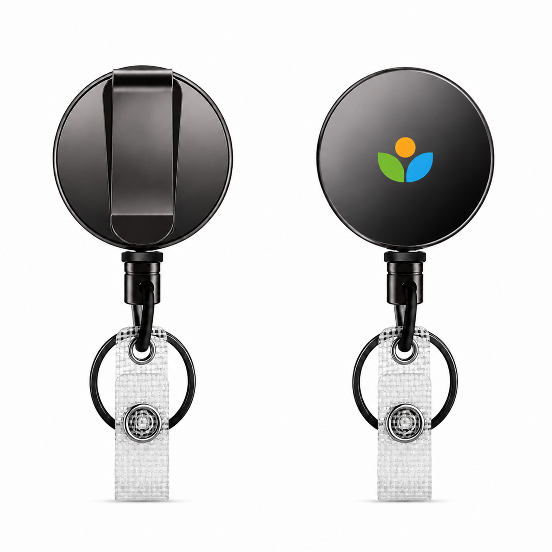 Zinc Alloy Retractable Keychain With Badge Clip