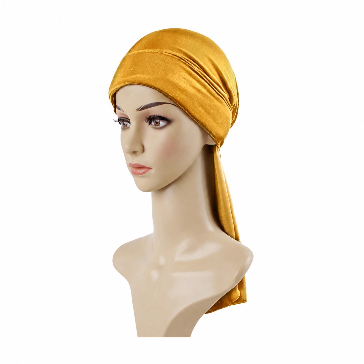 Polyester Drawstring Hair Turban — Gold