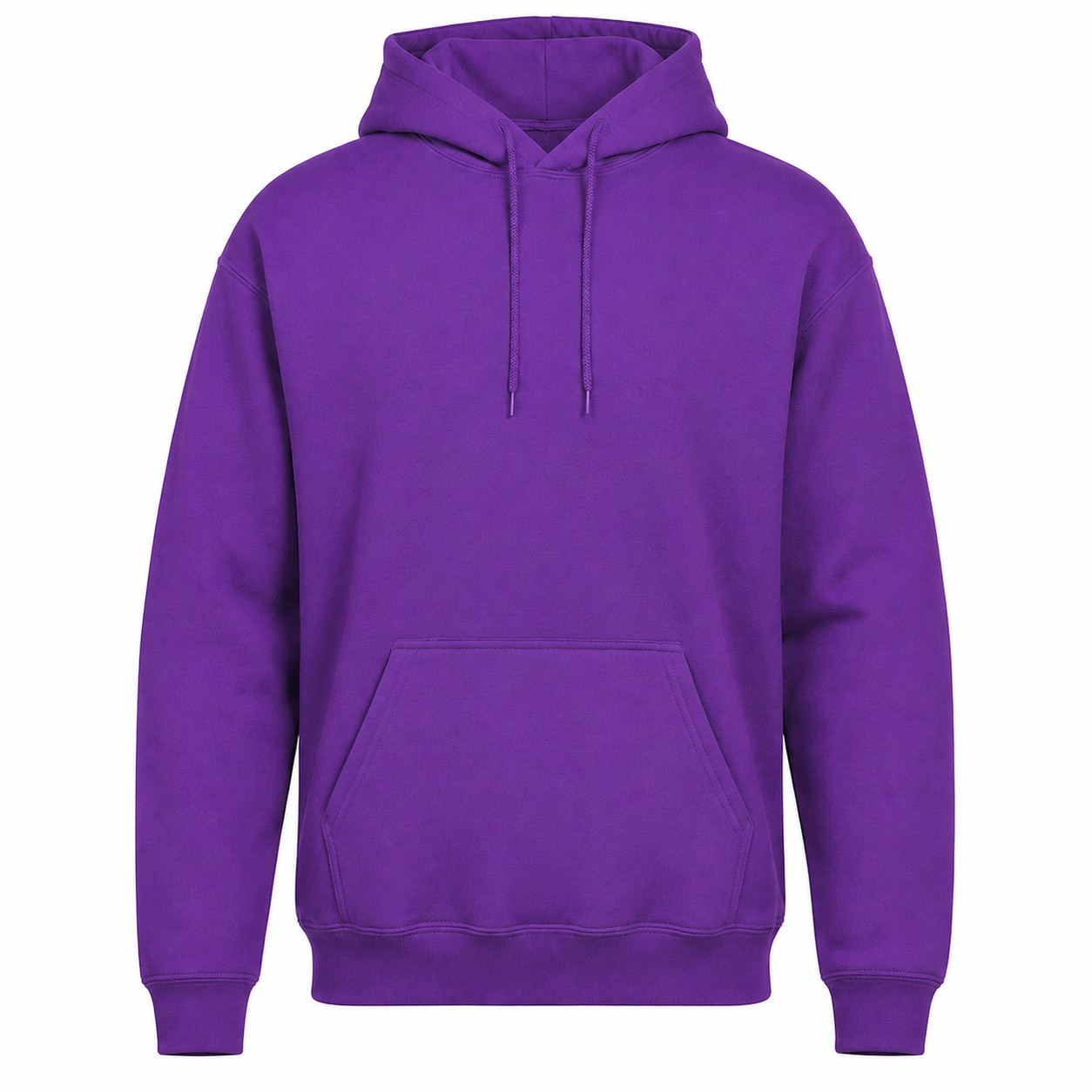Cotton Polyester Blend Pullover Hooded Sweatshirt — Purple