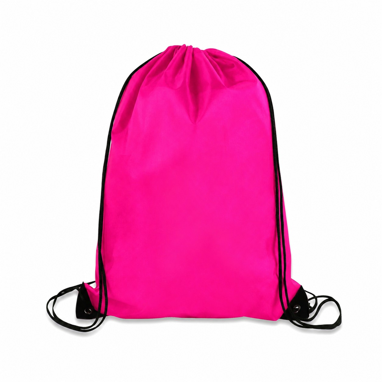 Metal Grommets 210D Polyester Drawstring Bag — Fuchsia Pink